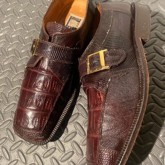 David Eden Genuine Crocodile Vintage Leather Golden Tan Oxford Loafer Men’s 10.5 Vintage Custom Made David Eden Men Brown Genuine LIZARD Skin  main image 4